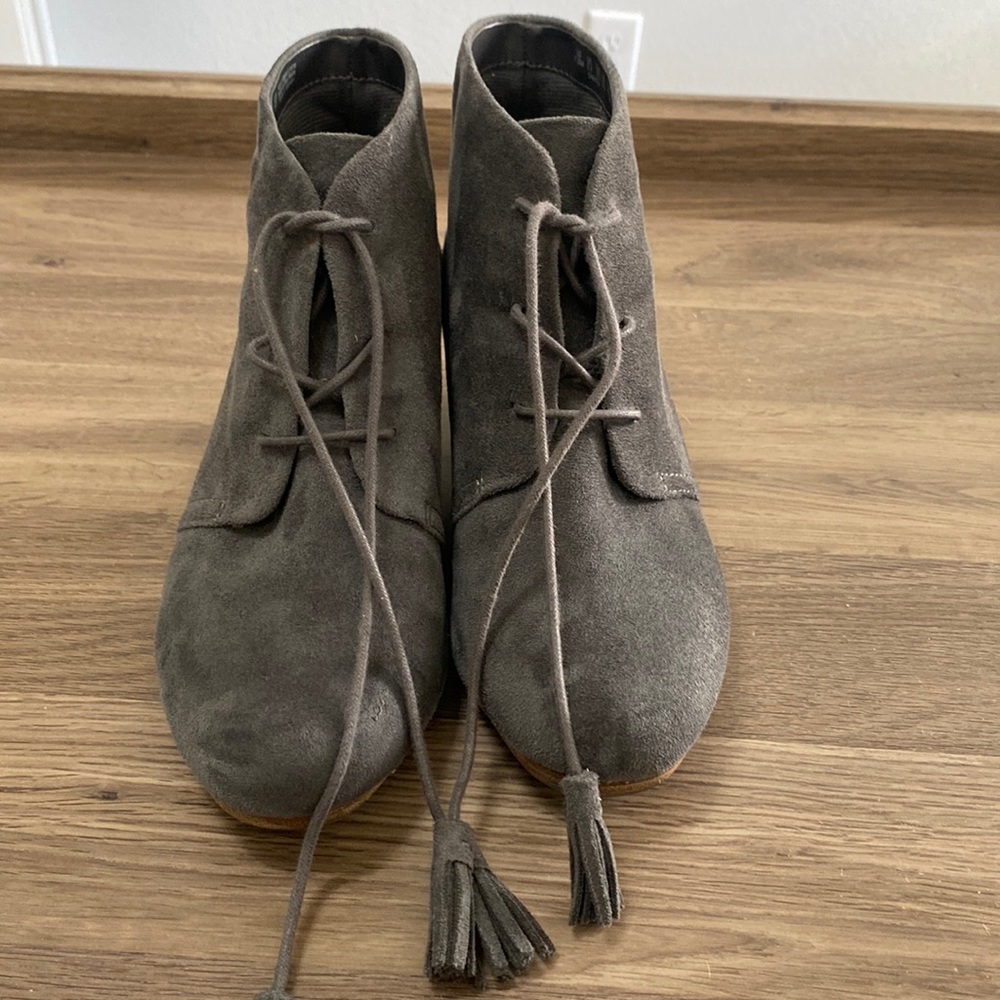 Dart gray  faux suede bootie